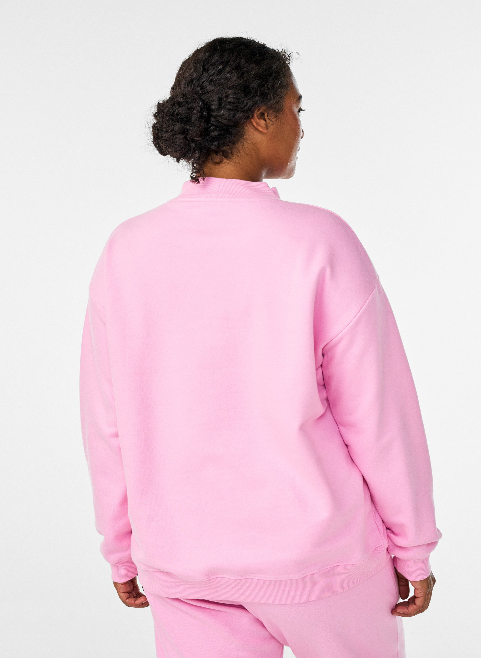 Zizzi Sweatshirt met hoge kraag en lange mouwen, Roze, Model image number 2