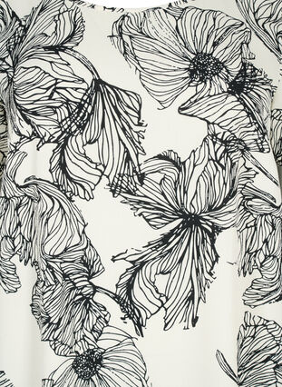 Jurk met print en korte mouwen, White Line Flower, Packshot image number 2