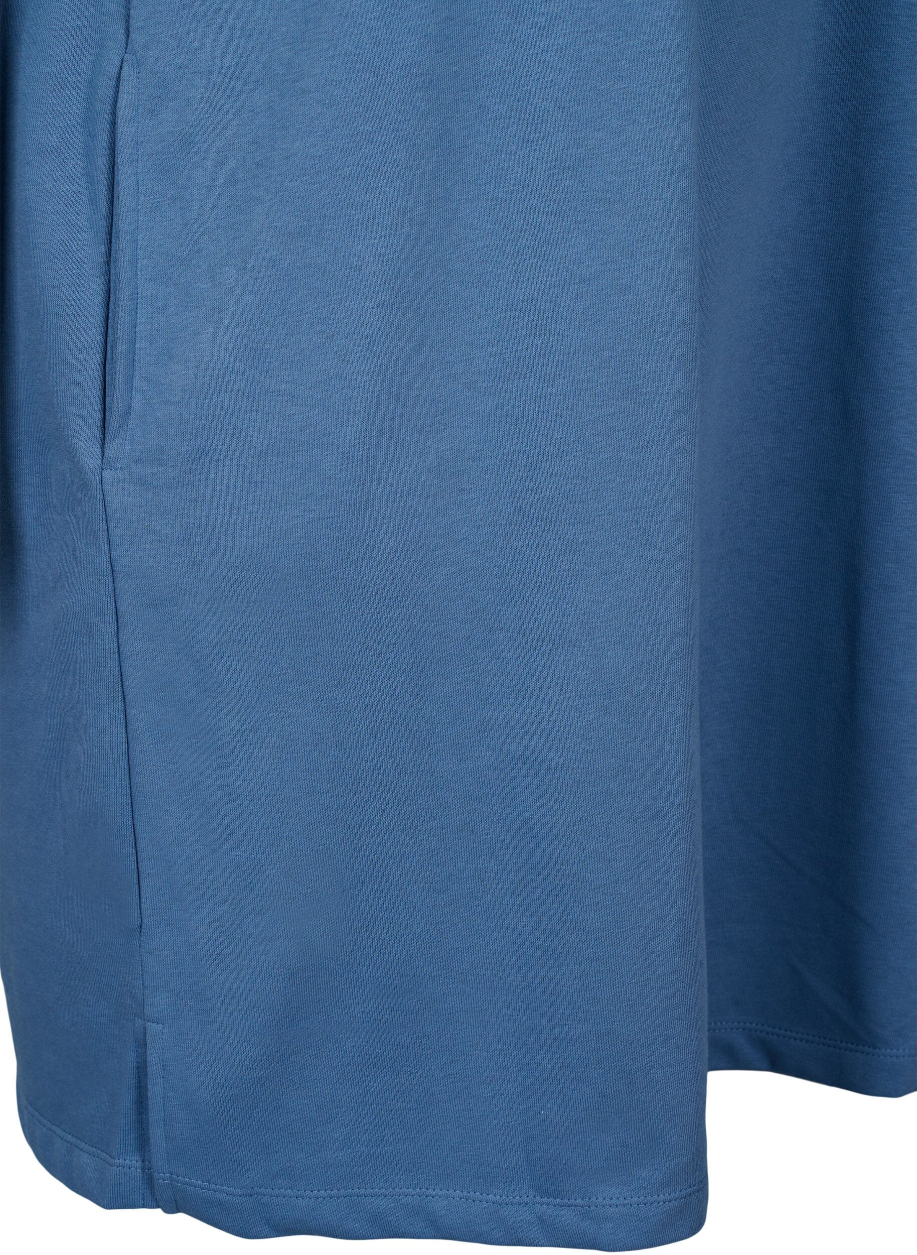 Zizzi Sweatjurk met korte mouwen en zakken, Moonlight Blue, Packshot image number 3