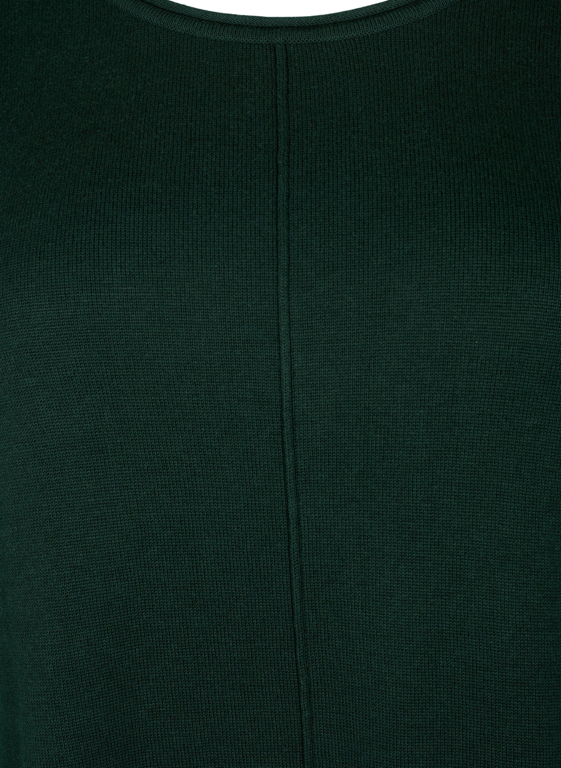 Zizzi Gebreide blouse gemaakt van katoen en viscose., Groen, Packshot image number 2