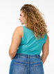 Solide kleur basis top in katoen, Blauw, Model image number 2