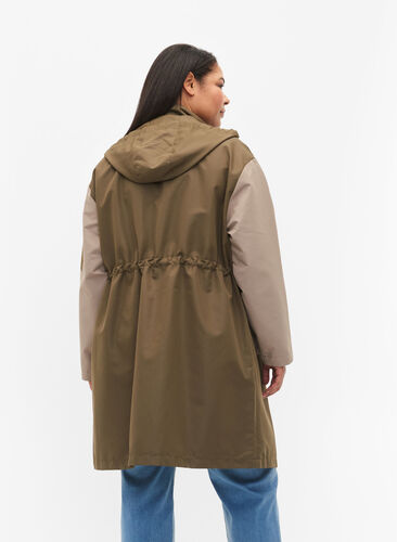 Contrasterende jas met zakken, Dark Olive Comb., Model image number 1