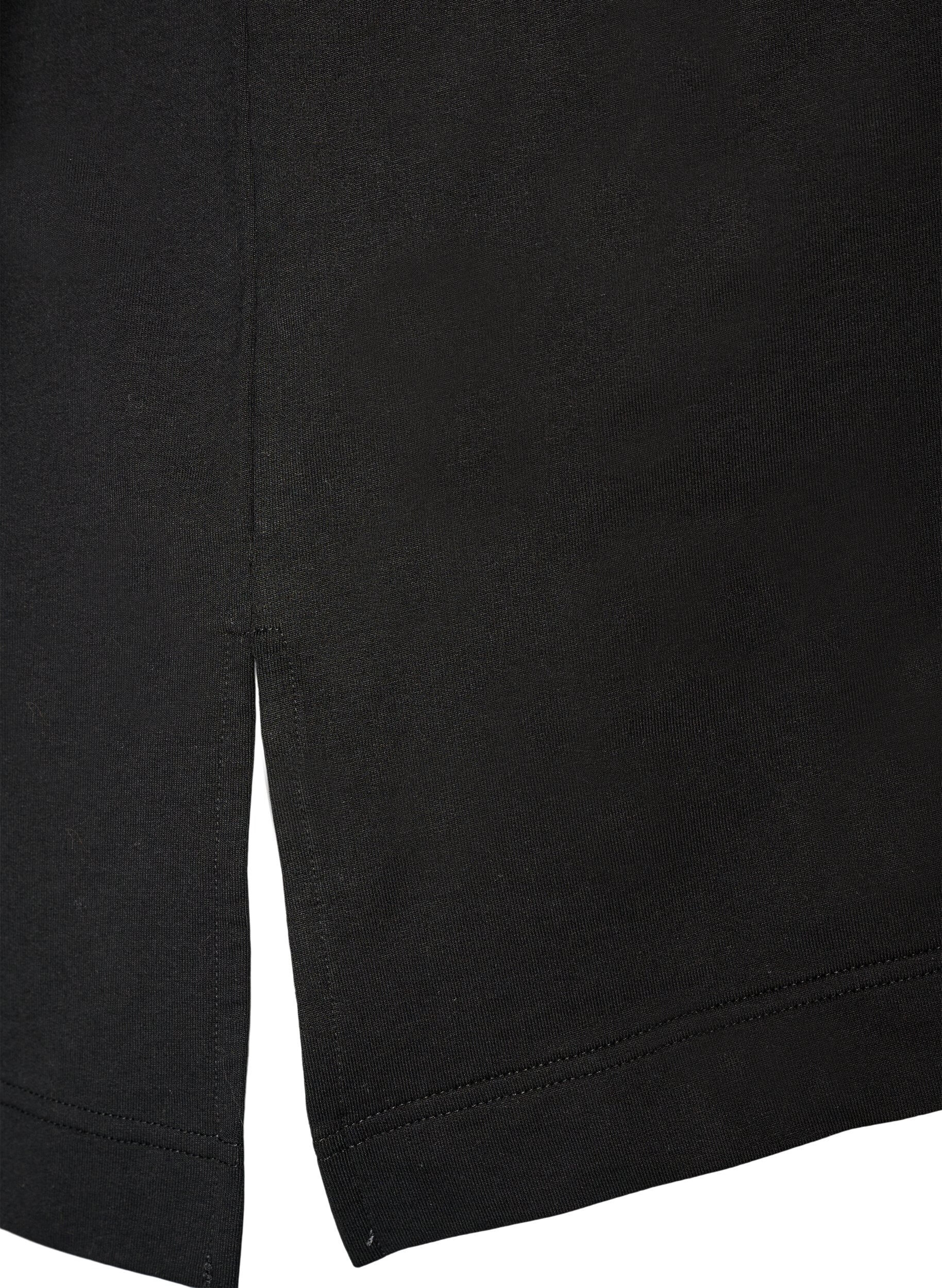 Zizzi Active T-shirt met een losse pasvorm en geborduurde statement, Zwart, Packshot image number 3