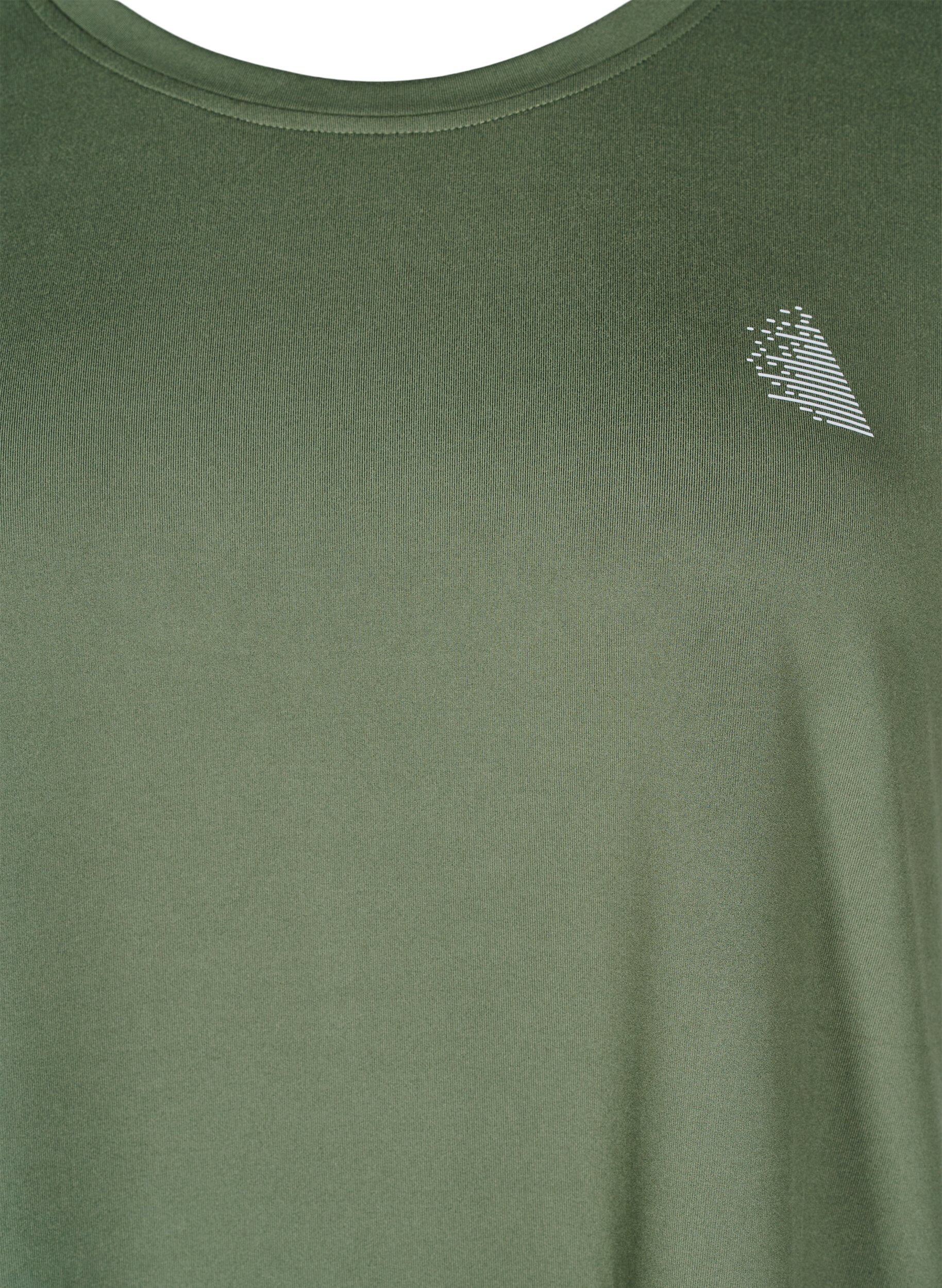 Zizzi Effen gekleurd T-shirt voor sporten, Groen, Packshot image number 2