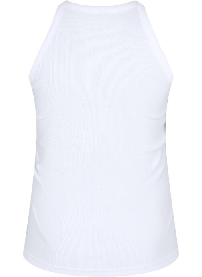 Geribde katoenen tanktop, Bright White, Packshot image number 1