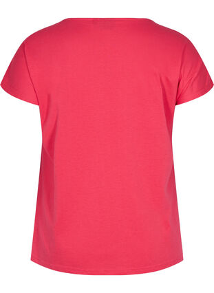 T-shirt met mix van katoen, Raspberry, Packshot image number 1
