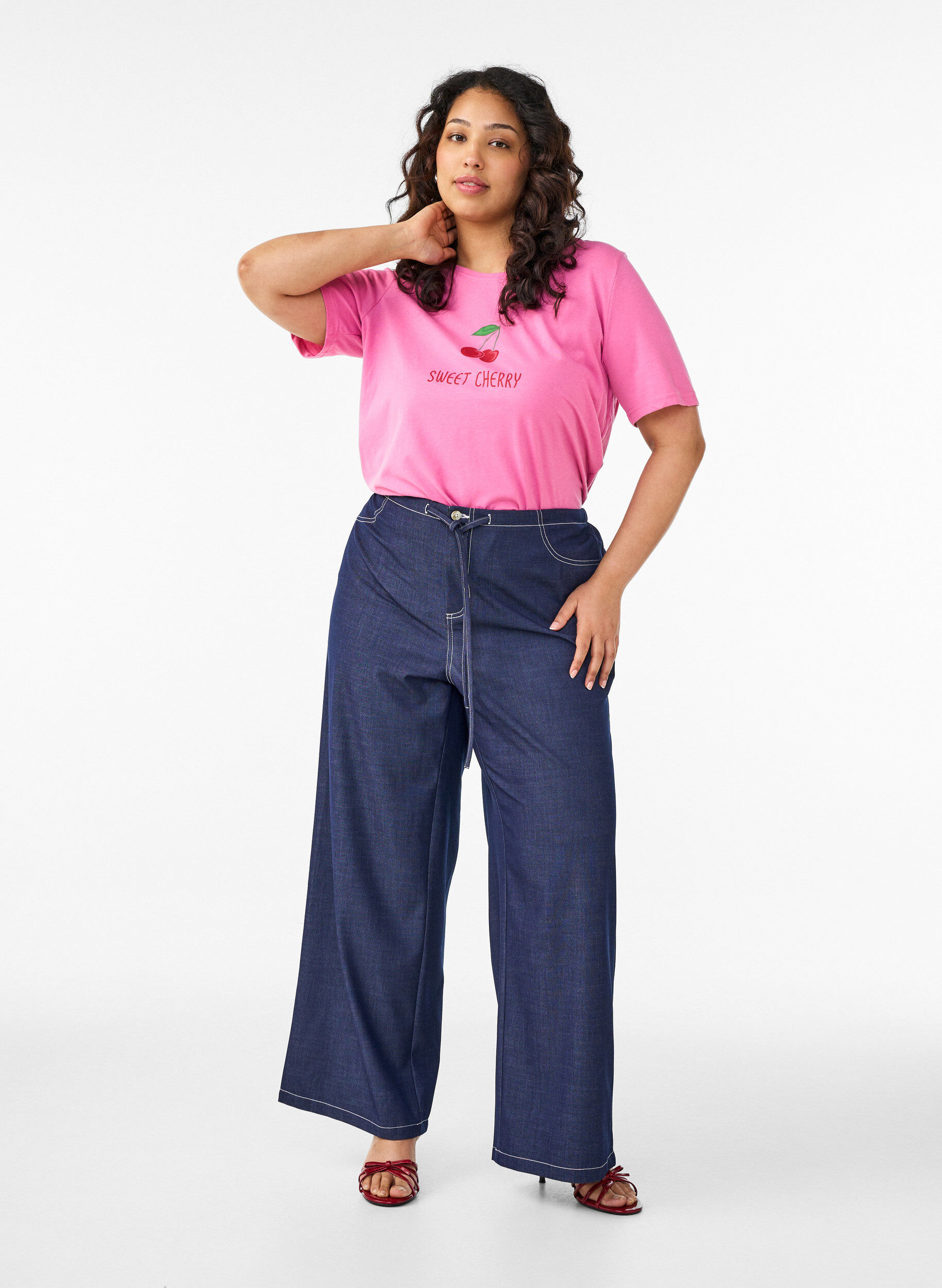 ZizziT-shirt met print, Roze, Model image number 1