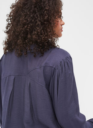 Lange blouse in effen kleur en viscosemix, Odysses Gray, Model image number 2