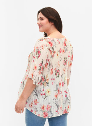 Gebloemde blouse met plooien, Sugar Swizzle Flower, Model image number 1