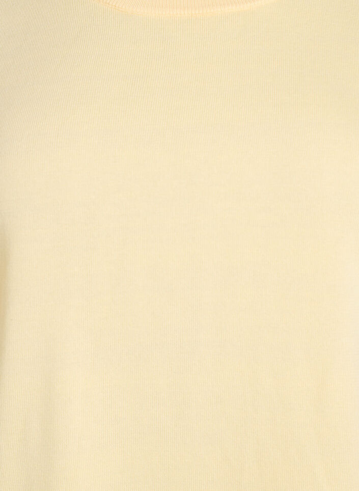 Fijngebreide blouse met korte mouwen, Geel, Packshot image number 2