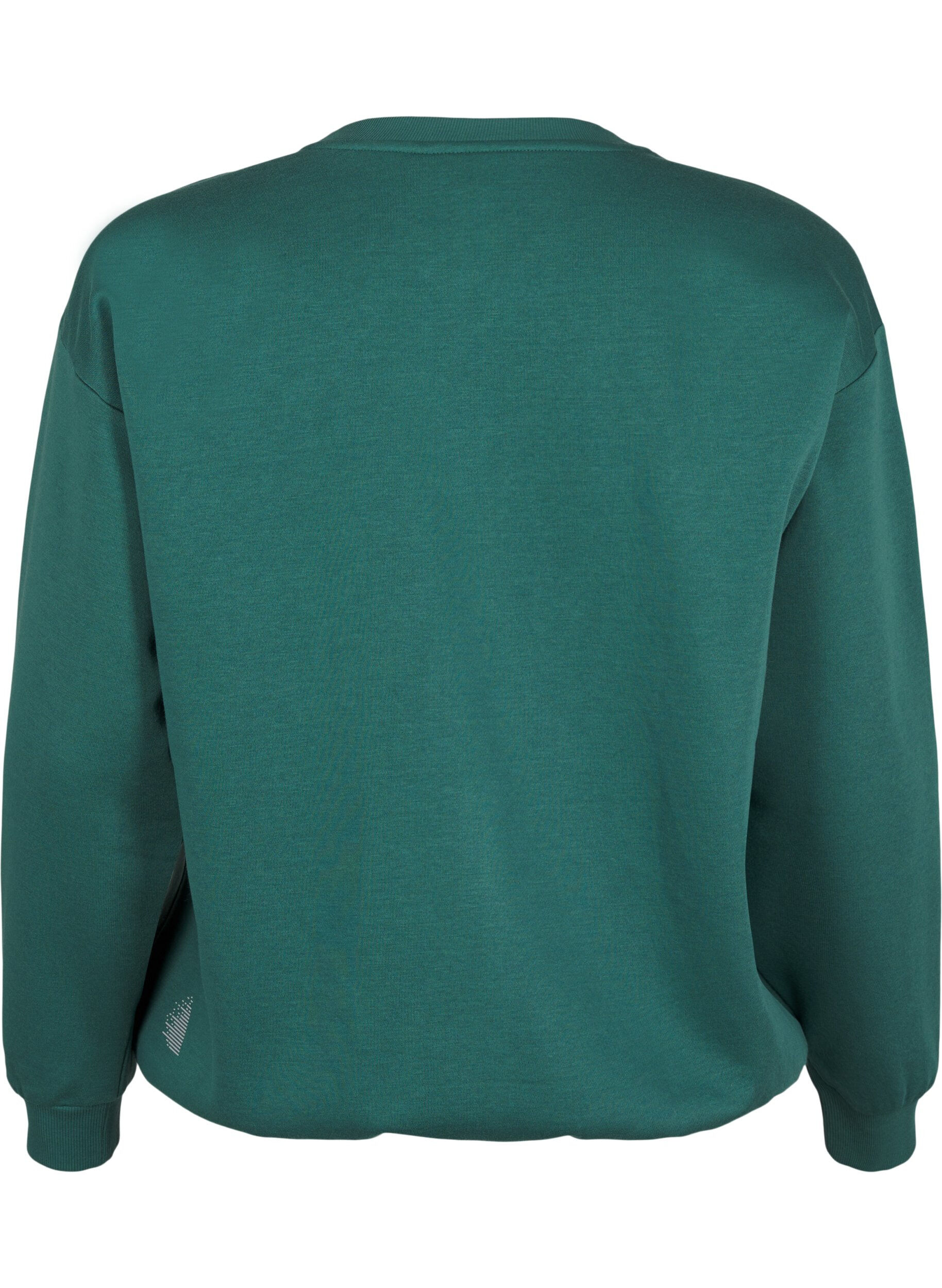 Zizzi Sweatshirt met badstof tekst, Groen, Packshot image number 1