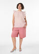 Blouse met textuur en ruches zonder mouwen, Roze, Model image number 1
