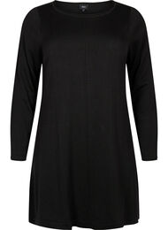 Gebreide jurk in katoen-viscose blend, Black Mel.