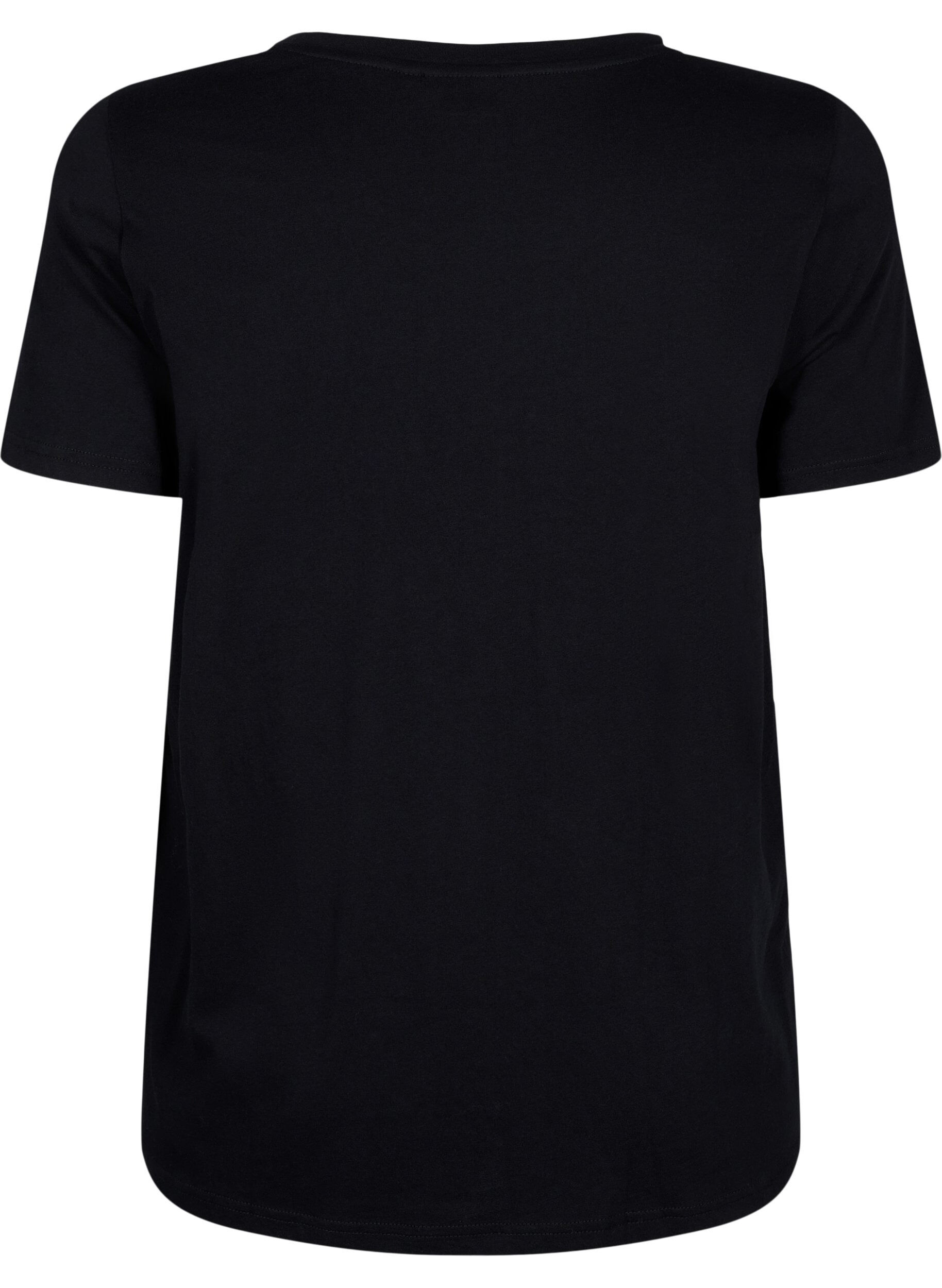 Zizzi T-shirt met stras, Black W. Rhinestones, Packshot image number 1