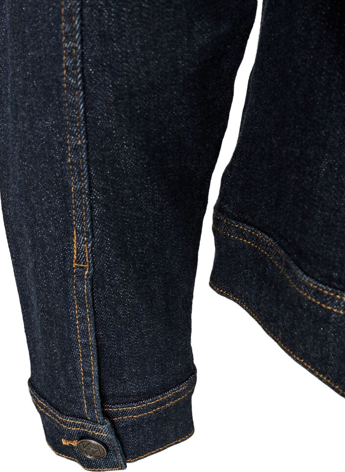 Klassiek denimjack met contrasterend stiksel, Blauw, Packshot