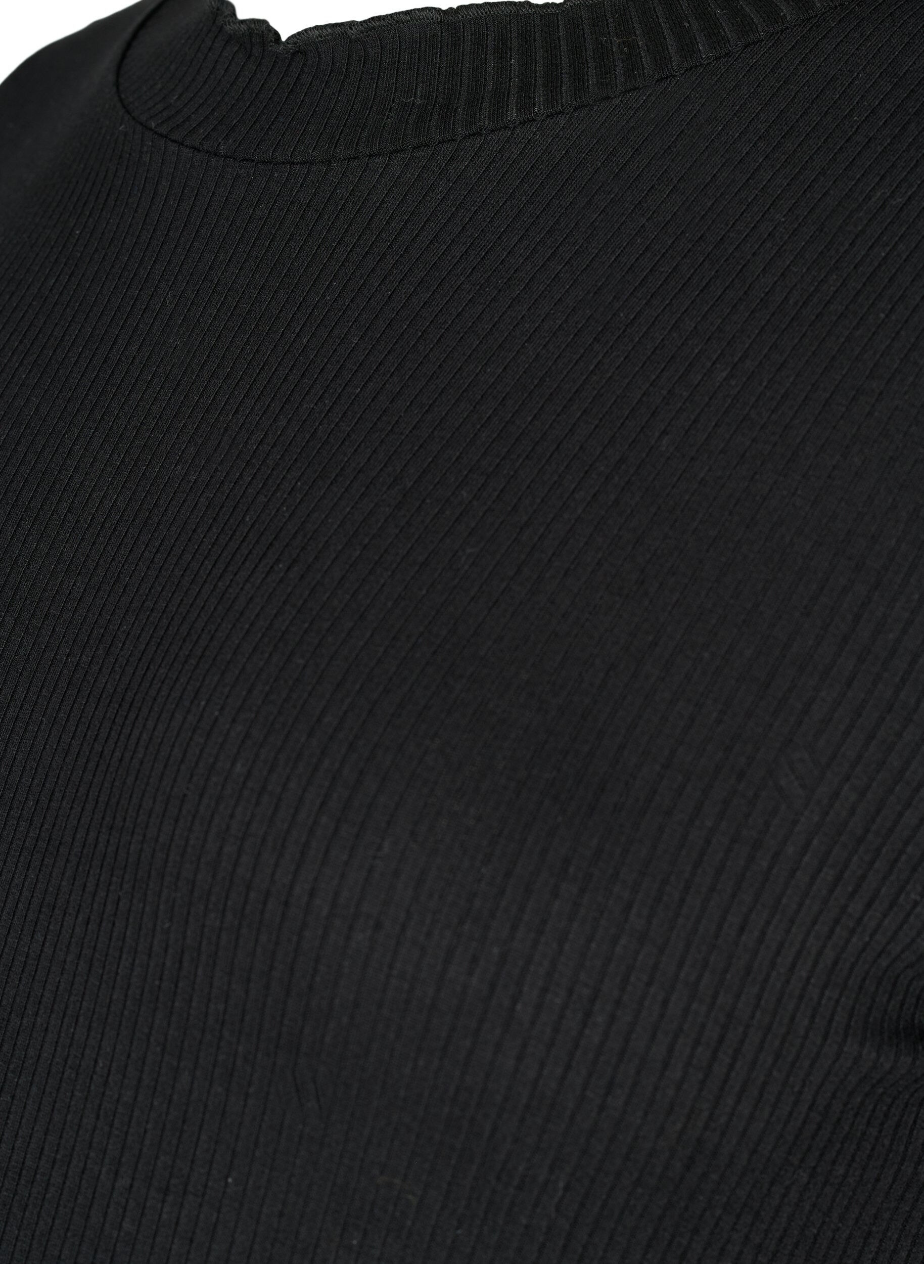 Zizzi Zwangerschapsblouse met lange mouwen in ribstof, Black, Packshot image number 2