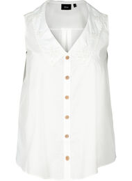 Mouwloze blouse in katoen, Bright White