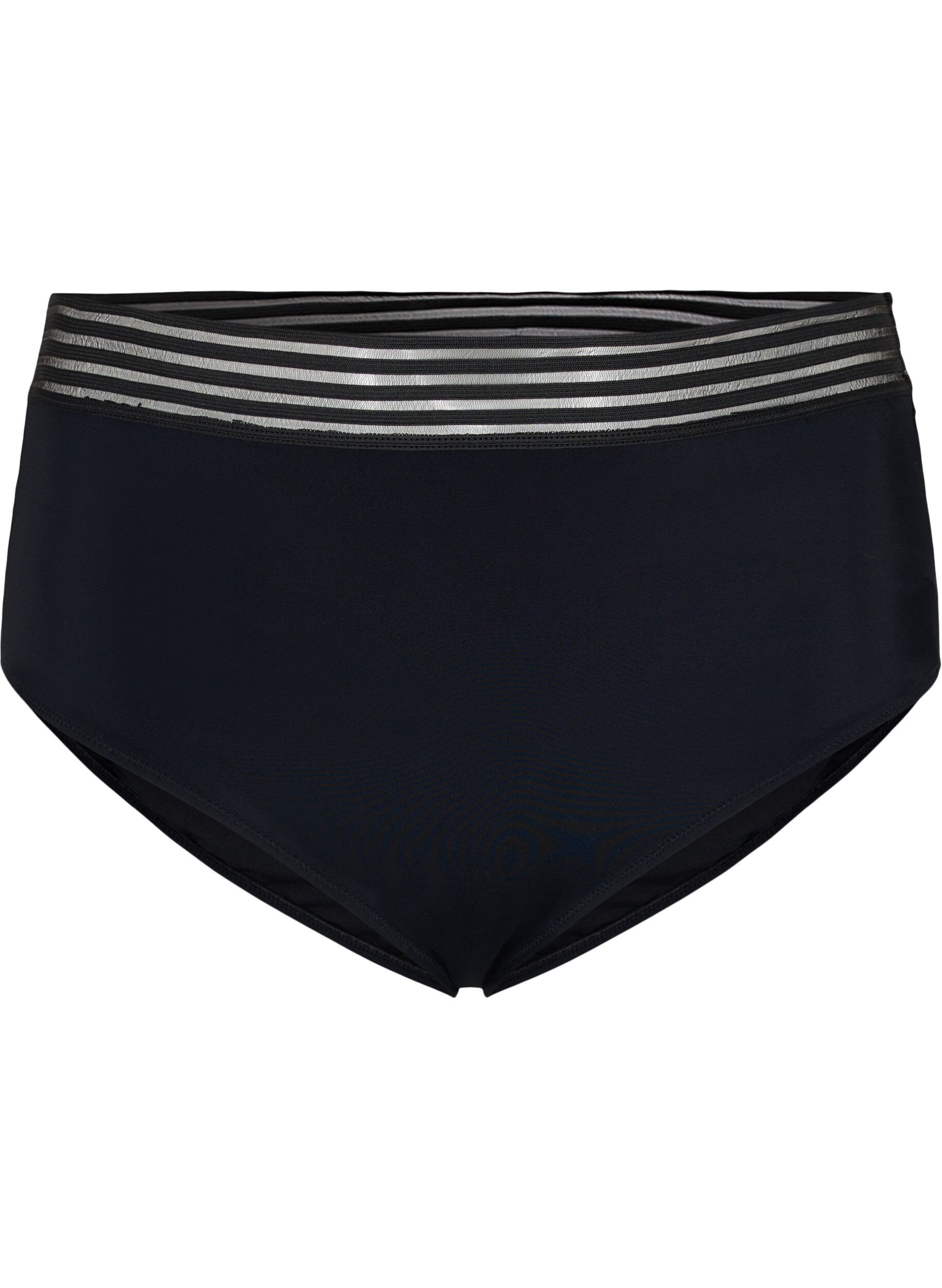 Zizzi Bikinibroekje met hoge taille en mesh, Black, Packshot image number 0