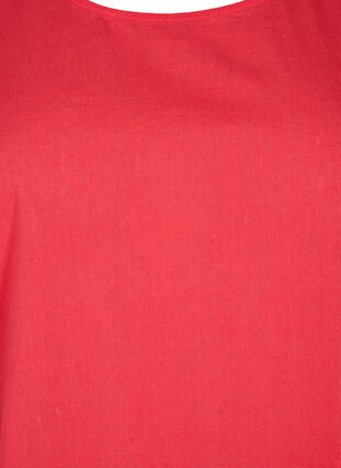 Katoenen blouse met korte mouwen van katoenmix met linnen, Hibiscus, Packshot image number 2