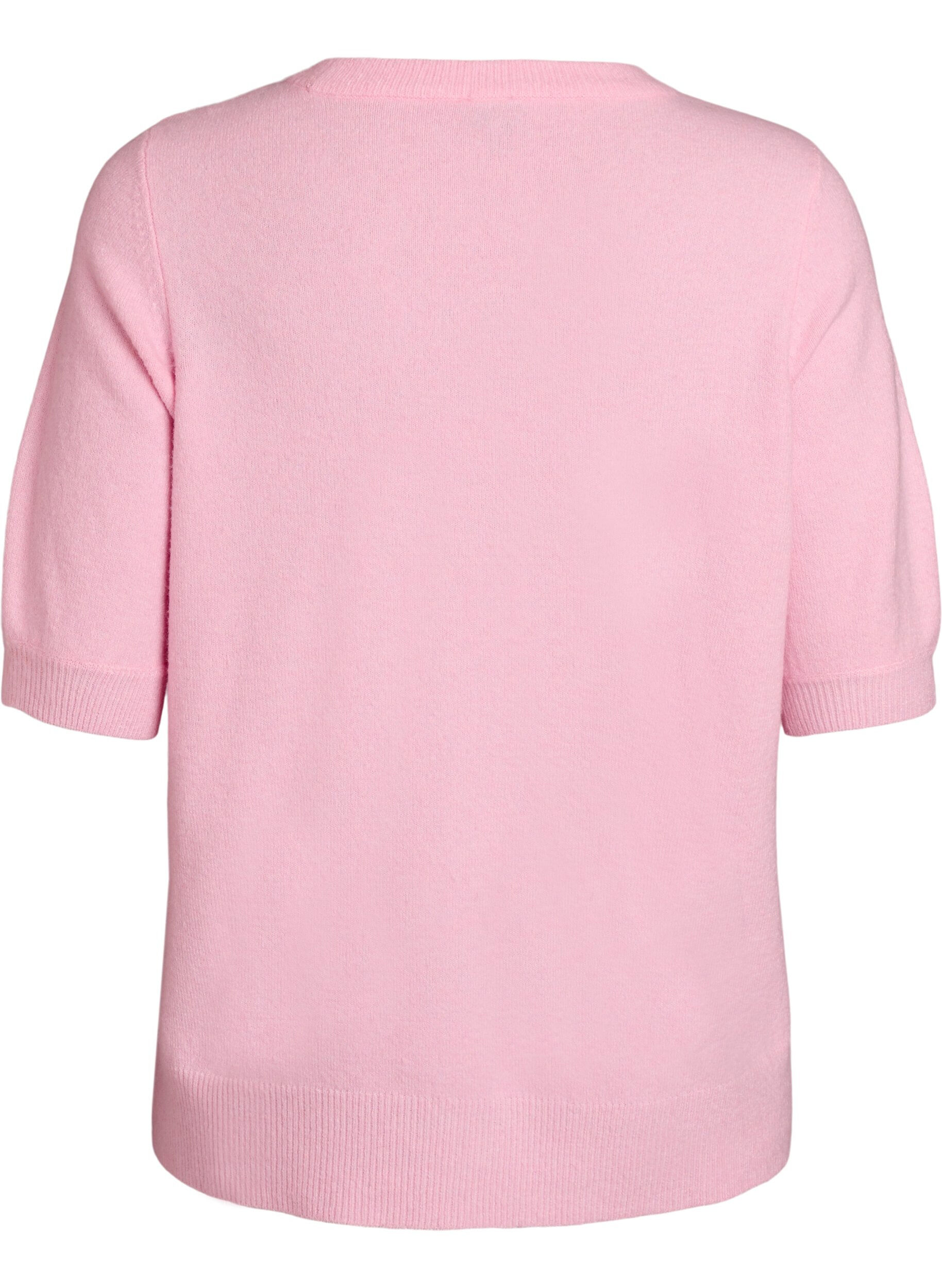 Zizzi Gebreide blouse met korte mouwen, Roze, Packshot image number 1