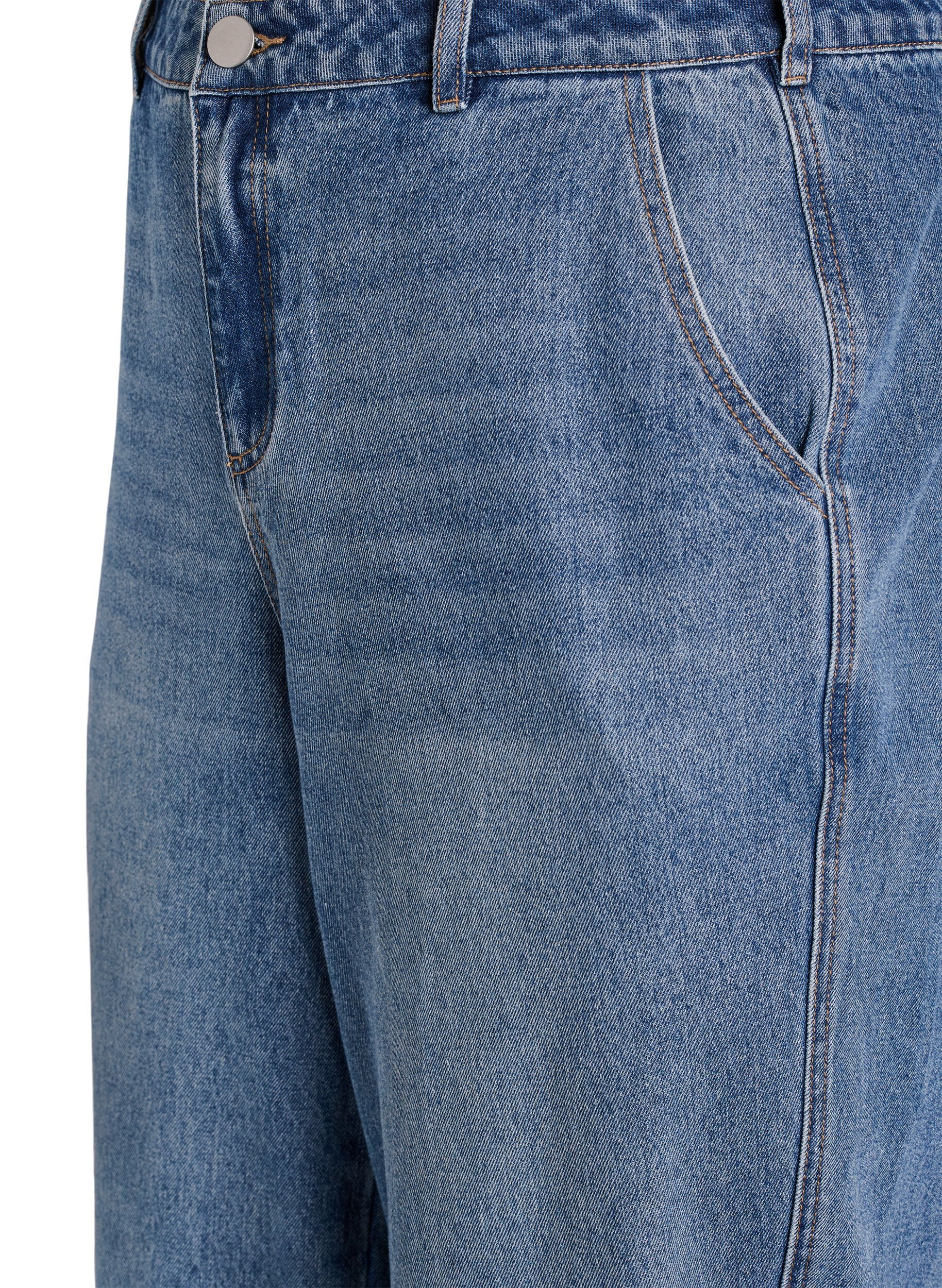 Zizzi High waist barrel jeans, Blauw, Packshot image number 2