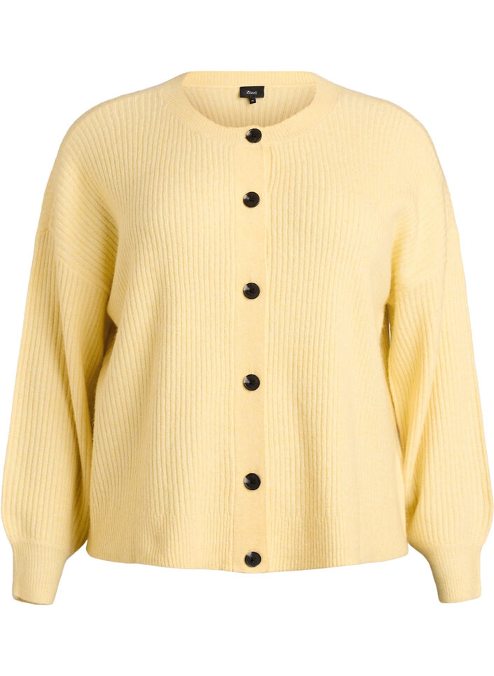 Vest van ribtricot met knopen, Geel, Packshot
