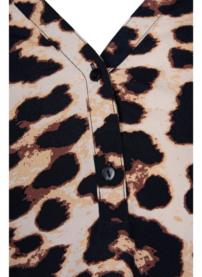 Bedrukte viscose top met smok, Leo AOP, Packshot image number 2