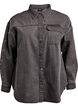 Denim shirt met oogjes op de mouwen, Grey Denim, Packshot image number 0
