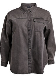 Denim shirt met oogjes op de mouwen, Grey Denim