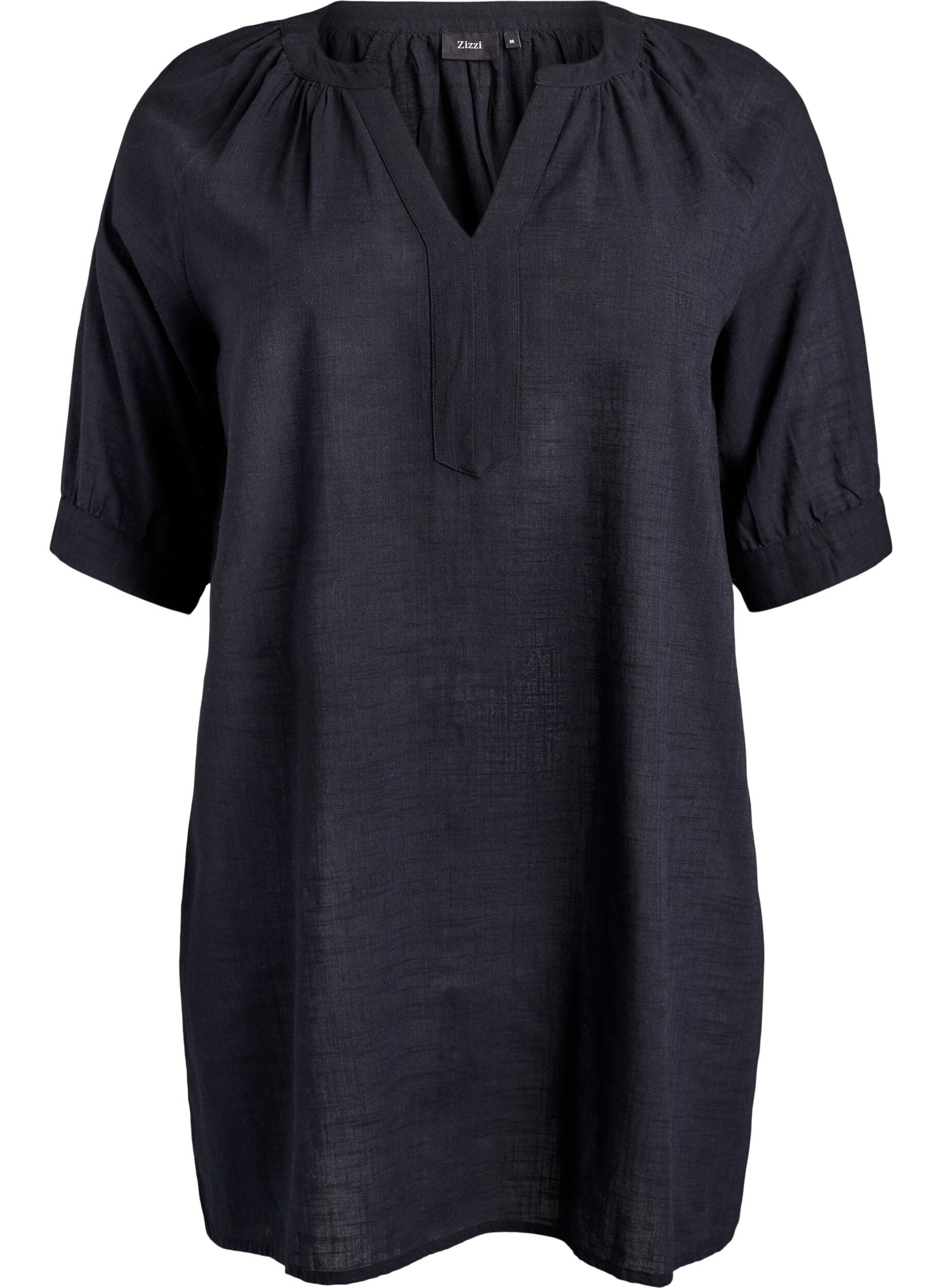 Katoenen tuniek met V-hals