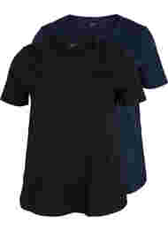 Set van 2 basic t-shirts in katoen, Black/Navy Blazer