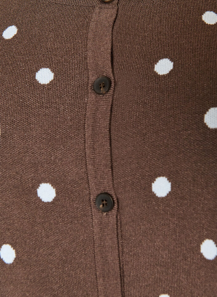 Cardigan met stippen en knoopsluiting, Bruin, Packshot image number 2