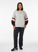 Sweatshirt met losse pasvorm met contrastdetails op de mouwen, Grijs, Model image number 1