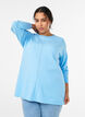 Gebreide blouse met ronde hals en gebreid patroon, Blauw, Model image number 0
