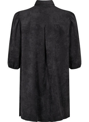 Corduroy jurk met driekwartmouwen en knopen, Black, Packshot image number 1