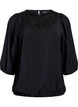 Blouse met 3/4 mouwen en kantdetails, Zwart, Packshot image number 0