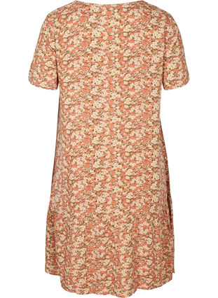 Viscose jurk in a-lijn met korte mouwen, Bordeaux flower Aop, Packshot image number 1