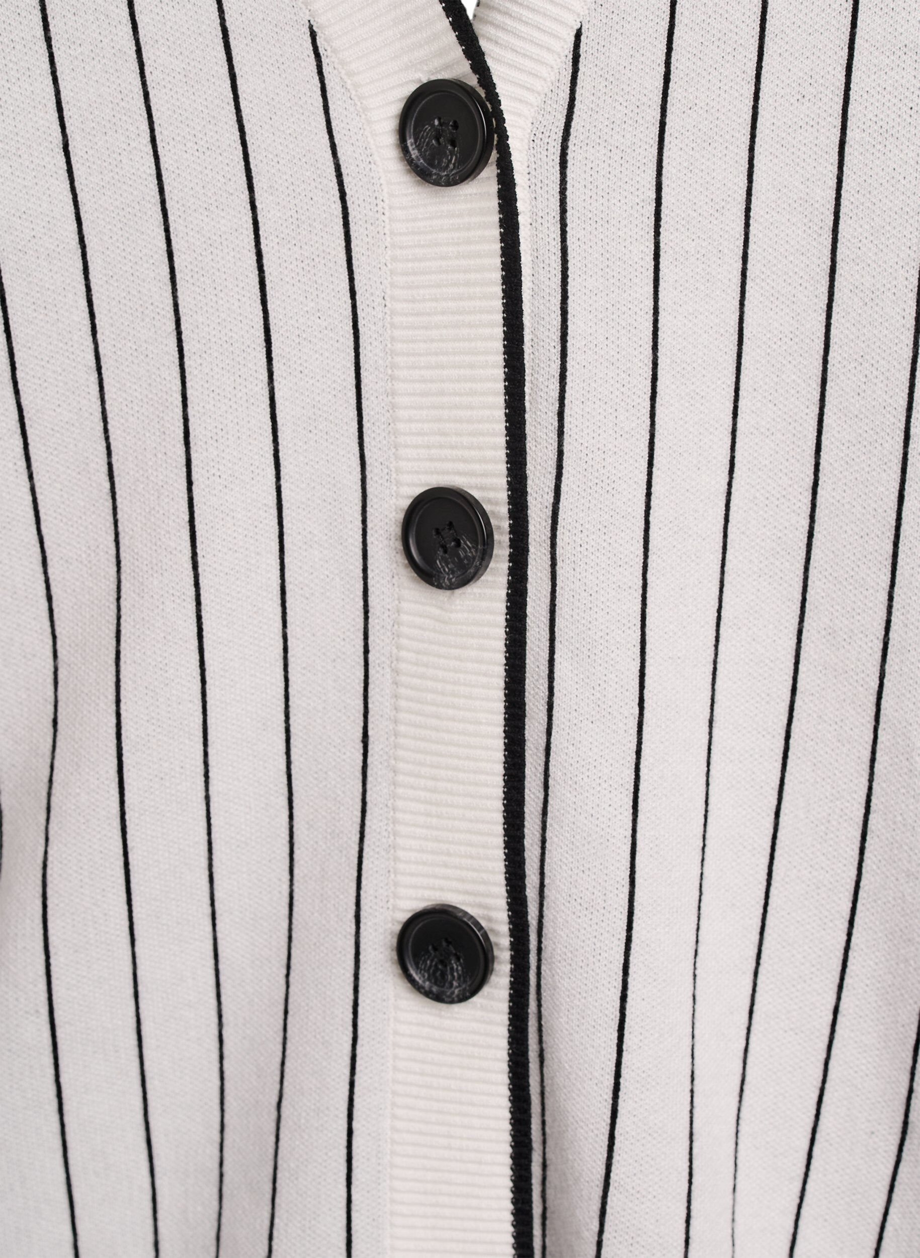 Zizzi Gebreide vest met strepen en rugmotief, Wit, Packshot image number 2