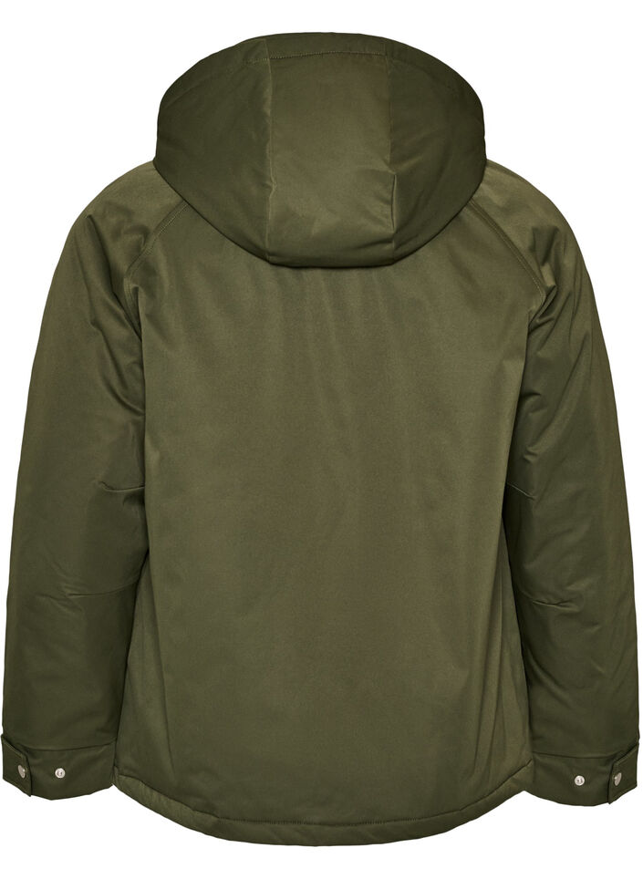 Gewatteerde parka met afneembare capuchon, Groen, Packshot image number 1