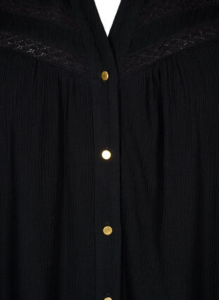 Mouwloze viscose blouse met gehaakt detail, Black, Packshot image number 2