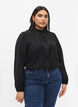 Viscose overhemdblouse met rucheskraag, Black, Model image number 0