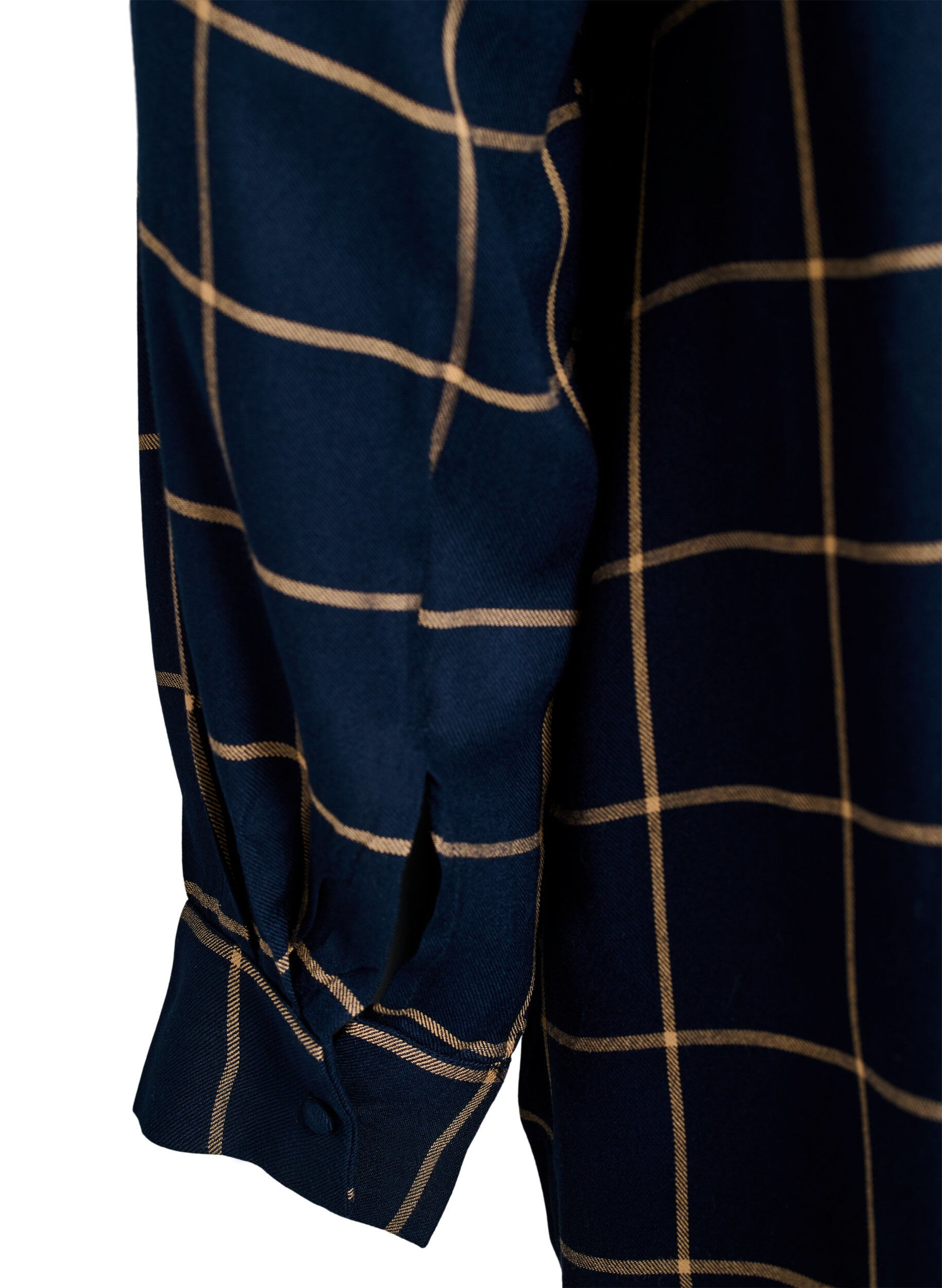 Zizzi Geruite oversized katoenen shirt, Blauw, Packshot image number 3