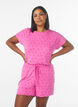 Pyjama T-shirt in viscose met all-over print, Roze, Model image number 0