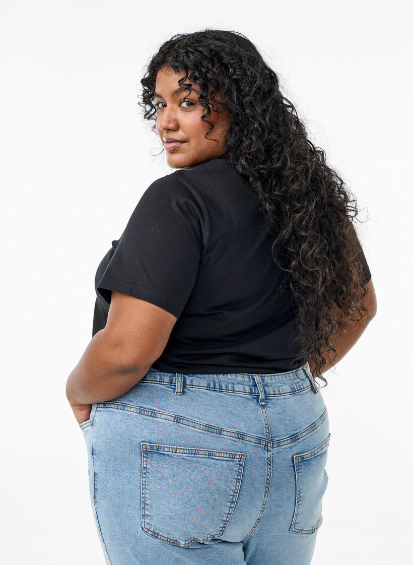 T-shirt met decoratieve details, Zwart, Model image number 2