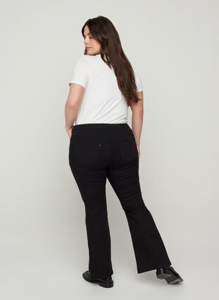 Ellen bootcut jeans met hoge taille, Black, Model image number 1