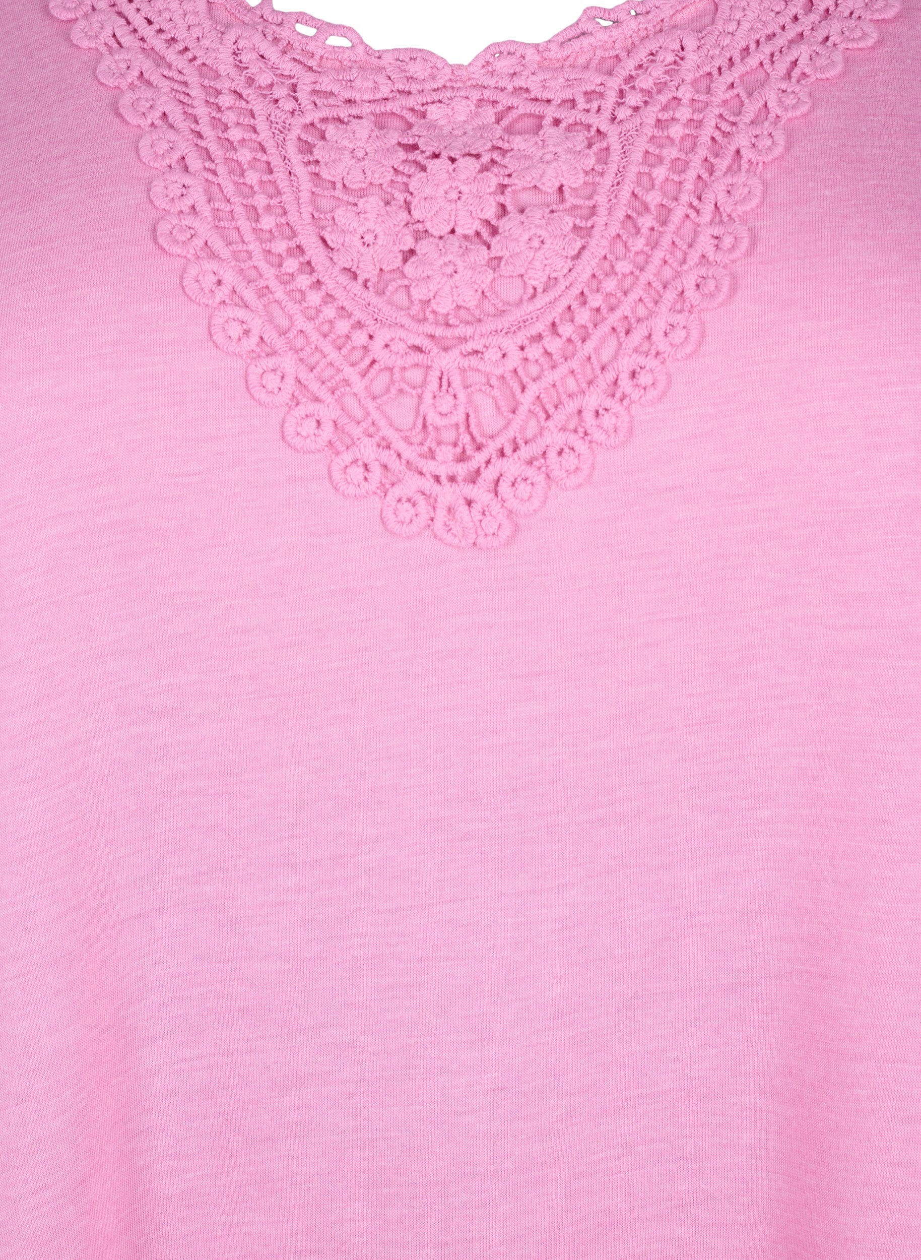 Zizzi Mouwloos top met kant, Rosebloom, Packshot image number 2