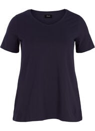 Basic t-shirt in effen kleur met katoen, Blauw