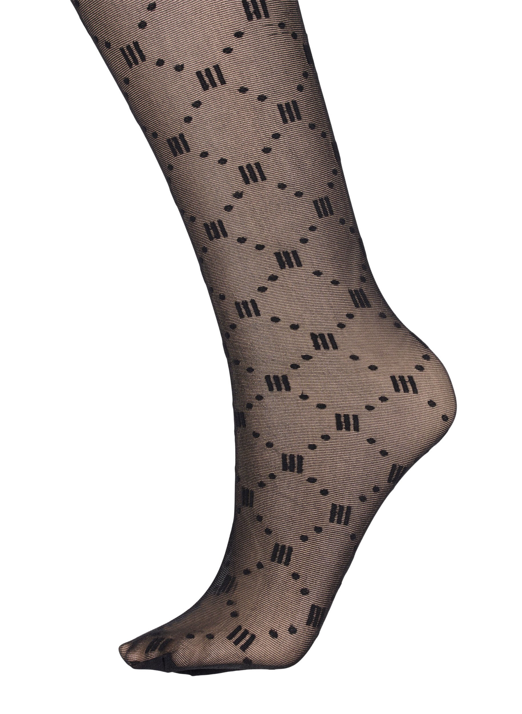 Zizzi Gedessineerde panty in 20 denier, Black, Packshot image number 1