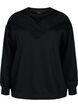 Sweatshirt met ruches en gehaakt detail, Black, Packshot image number 0