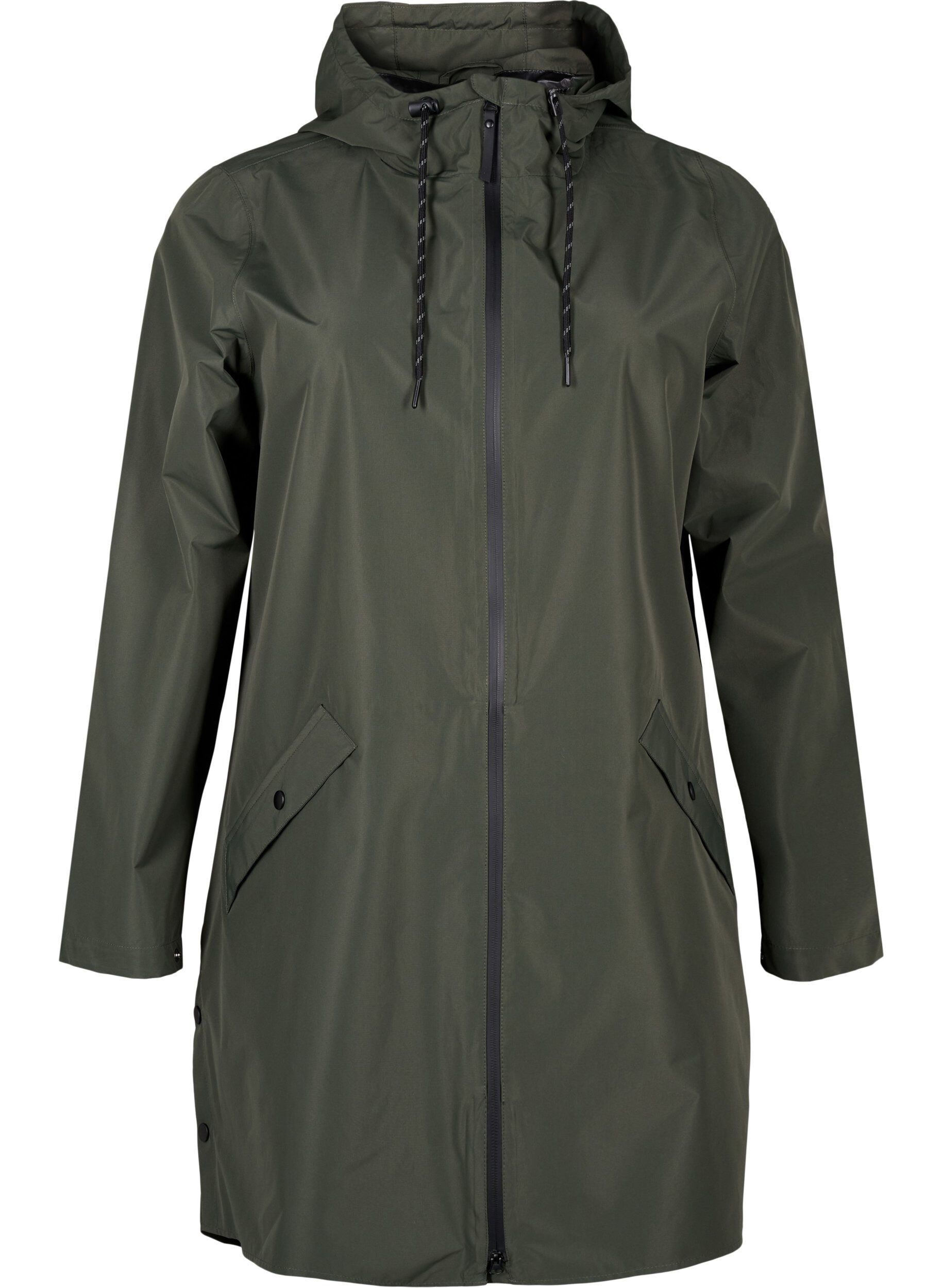 ZizziRegenjas met zakken en capuchon, Groen, Packshot image number 0